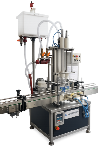 LLENADORA AUTOMATICA NUEVA DE 2 PICOS LINEAL PARA LIQUIDOS VISCOSOS CONSTRUIDA EN ACERO INOXIDABLE. #691